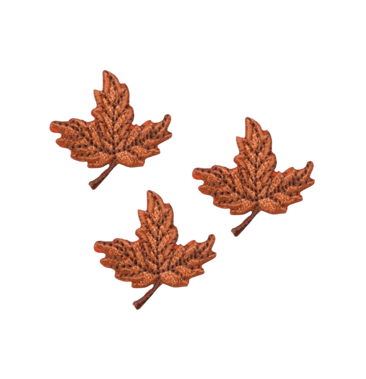 Set of 3, Mini Brown Tree Leaf, Leaves, Embroidered, Iron on Patch